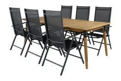 Venture Home Spisegrupper Hage-Julian Spisegruppe 210cm + 6 Break Posisjonsstoler Svart