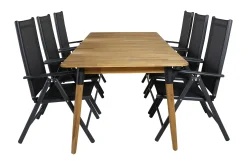 Venture Home Spisegrupper Hage-Julian Spisegruppe 210cm + 6 Break Posisjonsstoler Svart