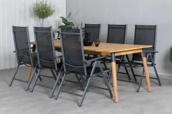 Venture Home Spisegrupper Hage-Julian Spisegruppe 210cm + 6 Break Posisjonsstoler Svart