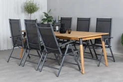 Venture Home Spisegrupper Hage-Julian Spisegruppe 210cm + 6 Break Posisjonsstoler Svart