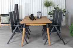 Venture Home Spisegrupper Hage-Julian Spisegruppe 210cm + 6 Break Posisjonsstoler Svart