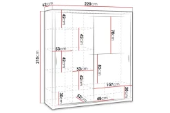Julissa Garderobe 220 cm med Speil