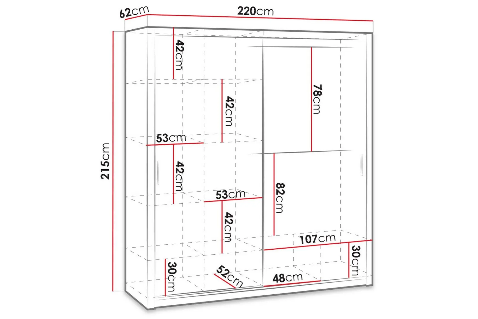 Julissa Garderobe 220 cm med Speil