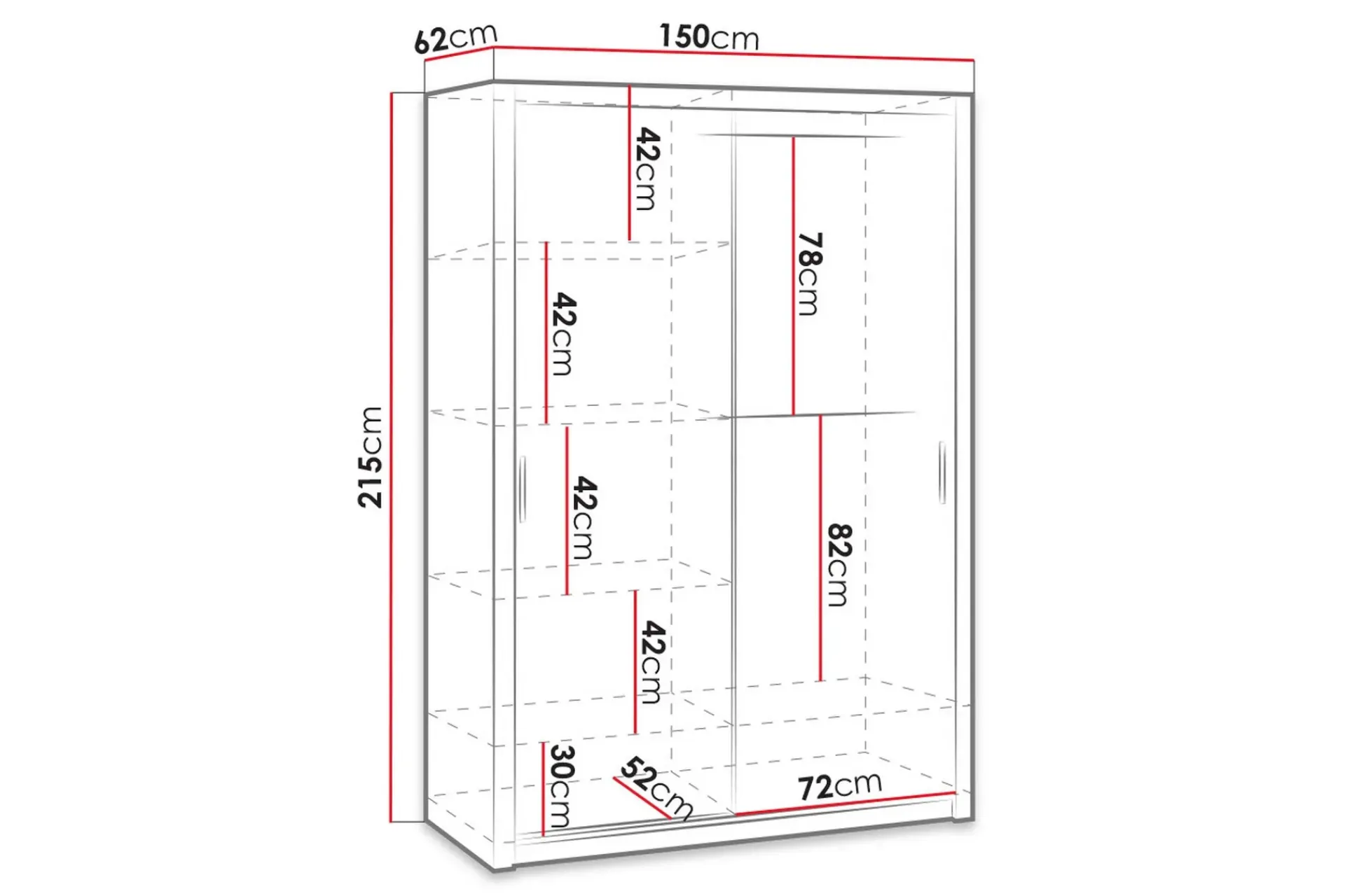 Concept 55 Garderober & Garderobesystem-Julissa Garderobe 150 cm med Speil Hvit