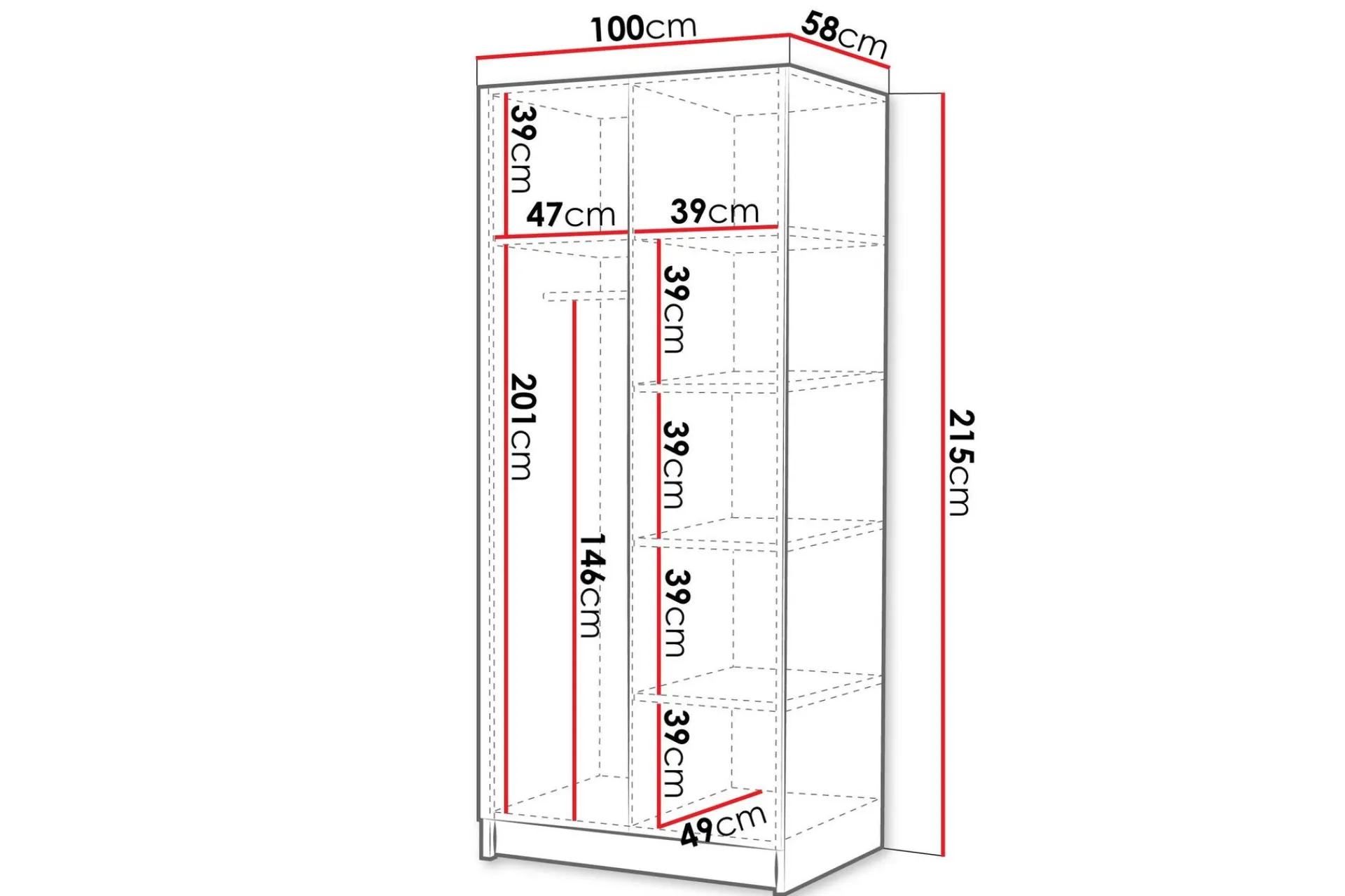 Julissa Garderobe med Speil 100 cm