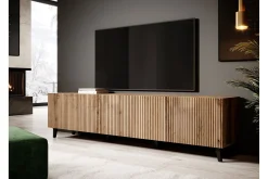 Scandinavian Choice Juniskär Ribbet TV-benk i tre med oppbevaring - 40 cm dyb, 200 cm bred, 49 cm høy