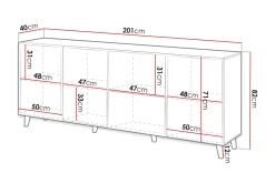 Scandinavian Choice Oppbevaringskiste|Entrekommode-Juniskär Skjenk med oppbevaring tre 40x82x200 cm Eik