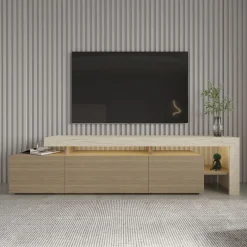Tv-Benk & Mediabenk-Jurukovo TV-benk 192x53x37 cm Travertin, varm eik