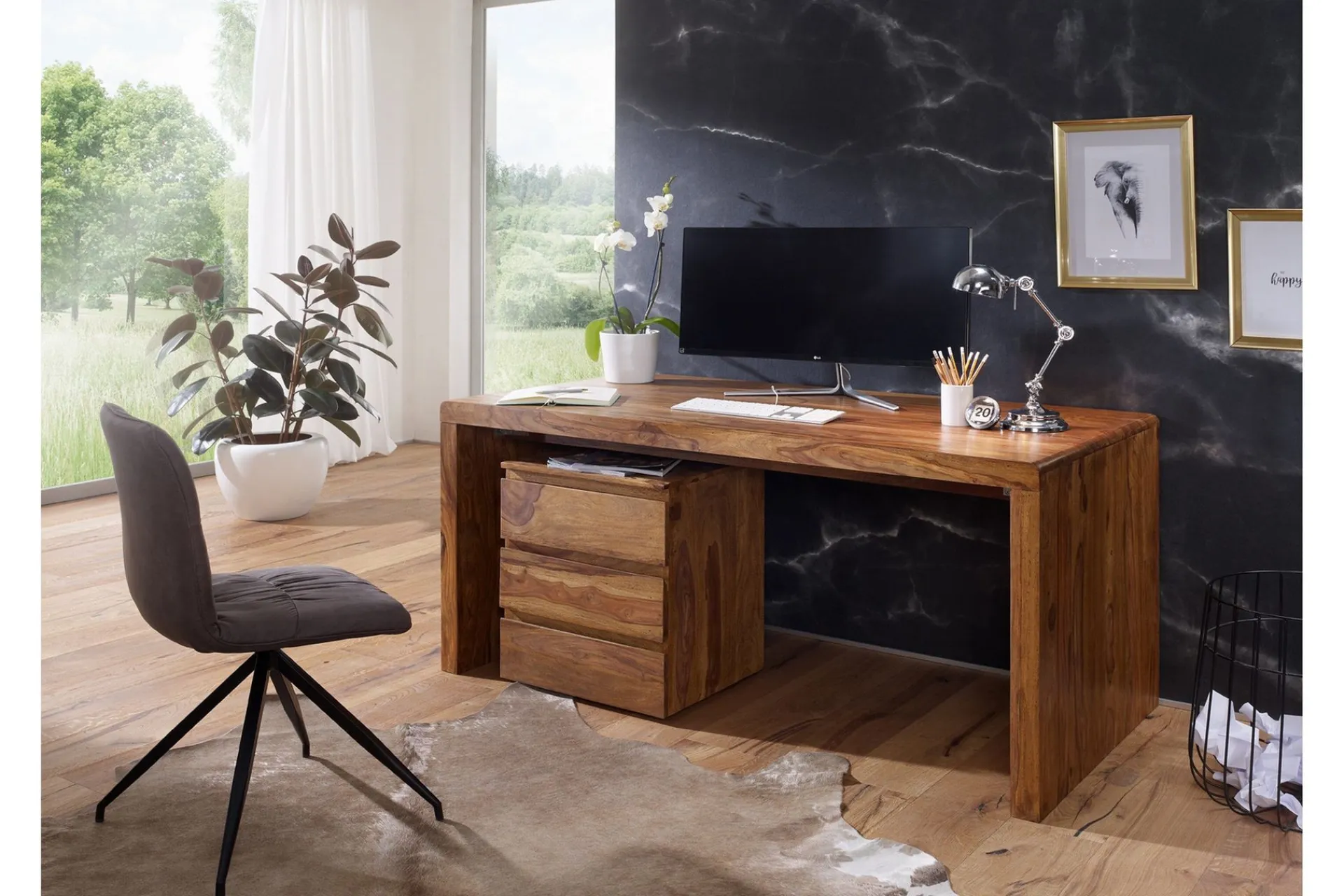 Wohnling Kontorbord-Kanaria Skrivebord 140 cm Tre/Natur