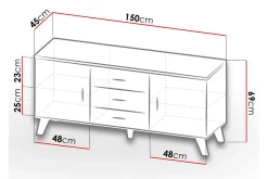 Kommode|Entrekommode-Kardos Kommode 45x150 cm Svart,tre