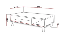 Sofabord-Kardos Sofabord 110 cm med Oppbevaringshyller Svart,tre