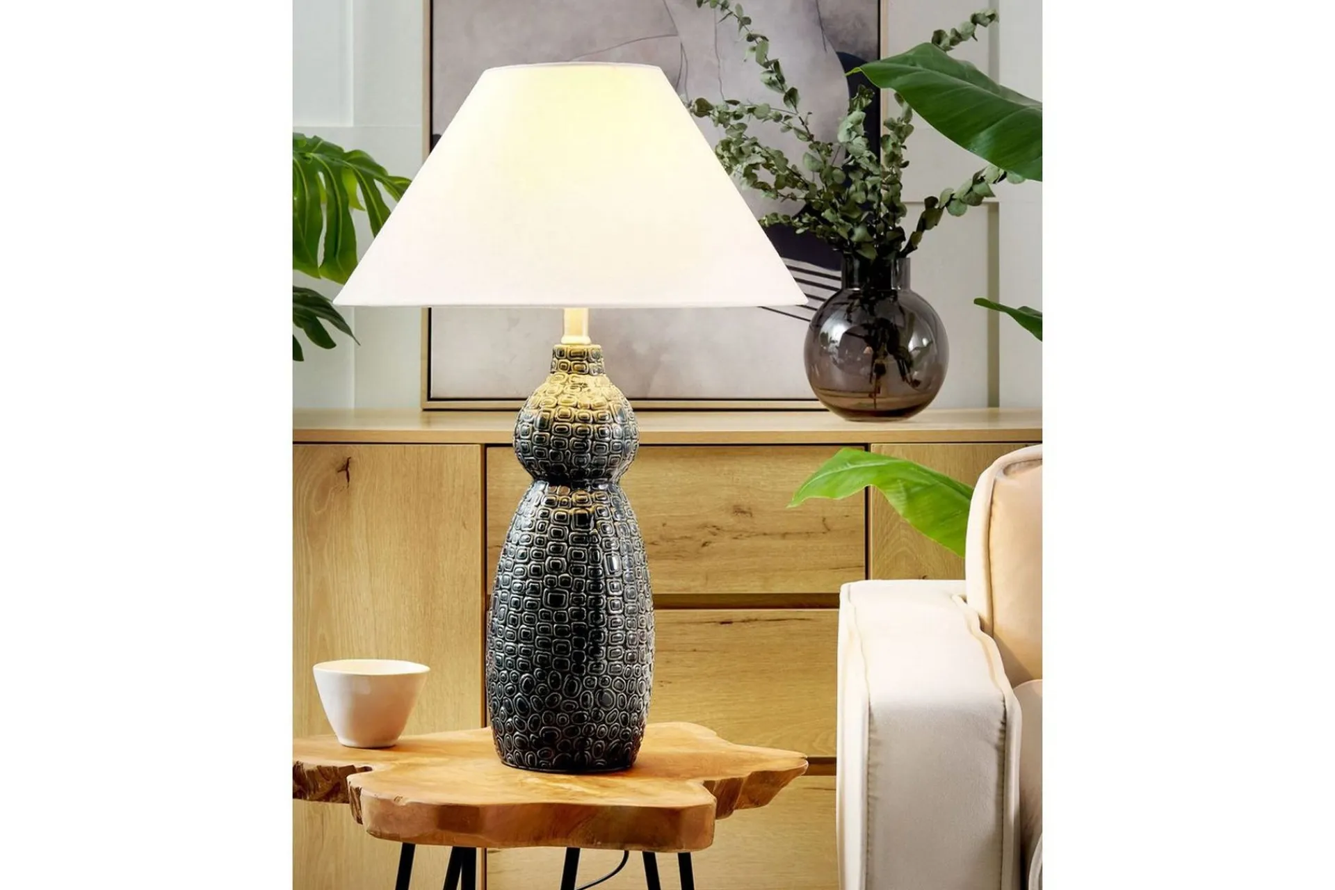 Nattbordslampe|Bordlampe-Kastellorizo Bordlampe 60 cm E27 Mørkeblå,Hvit