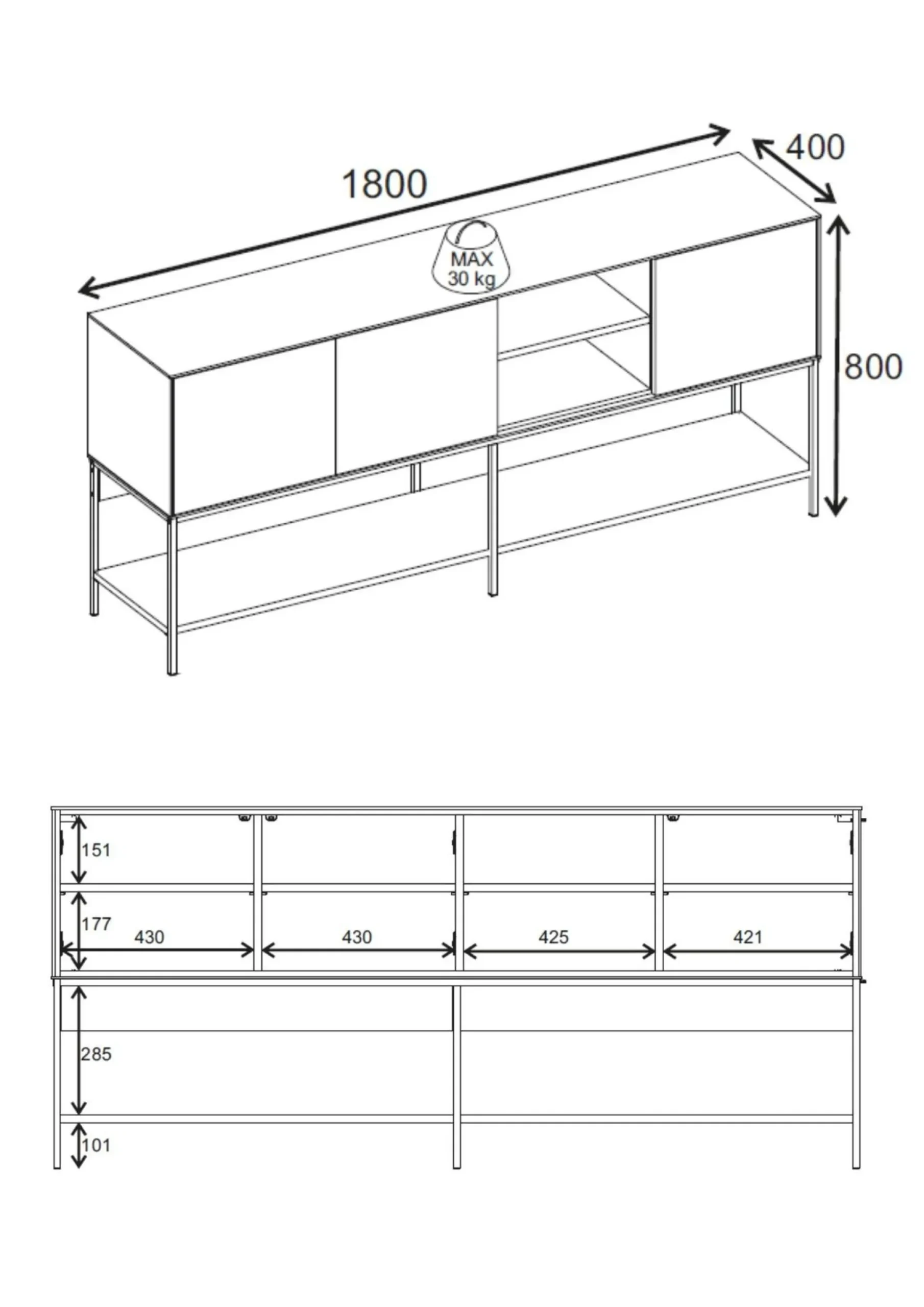 Kenvor Konsoll 180x80x40 cm