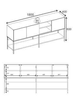Kenvor Konsoll 180x80x40 cm