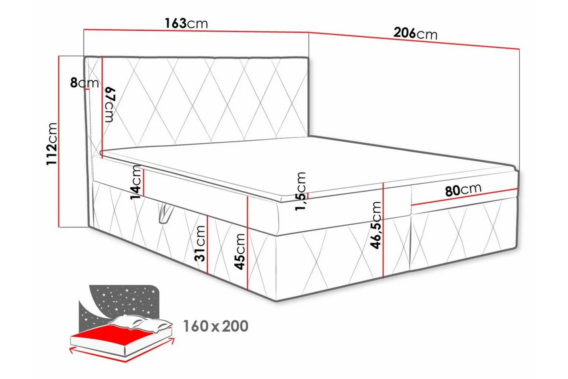Kintore Kontinentalseng 180x200 cm