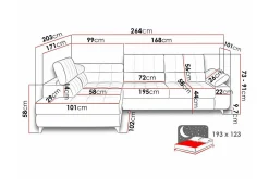 Kintore 3-sits Hörnbäddsoffa Black