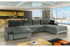 Velour Sofa & Fløyel Sofa|Sovesofaer-Kintore 4-sits Hörnbäddsoffa Dark grey Mørkegrå