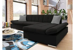 Hjørnesofa|Velour Sofa & Fløyel Sofa-Kintore 3-sits Hörnsoffa Black Svart
