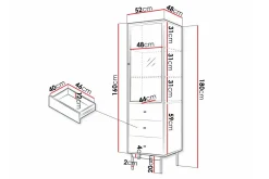 Vitrineskap|Skap-Kintore Vitrineskap 180 cm Svart
