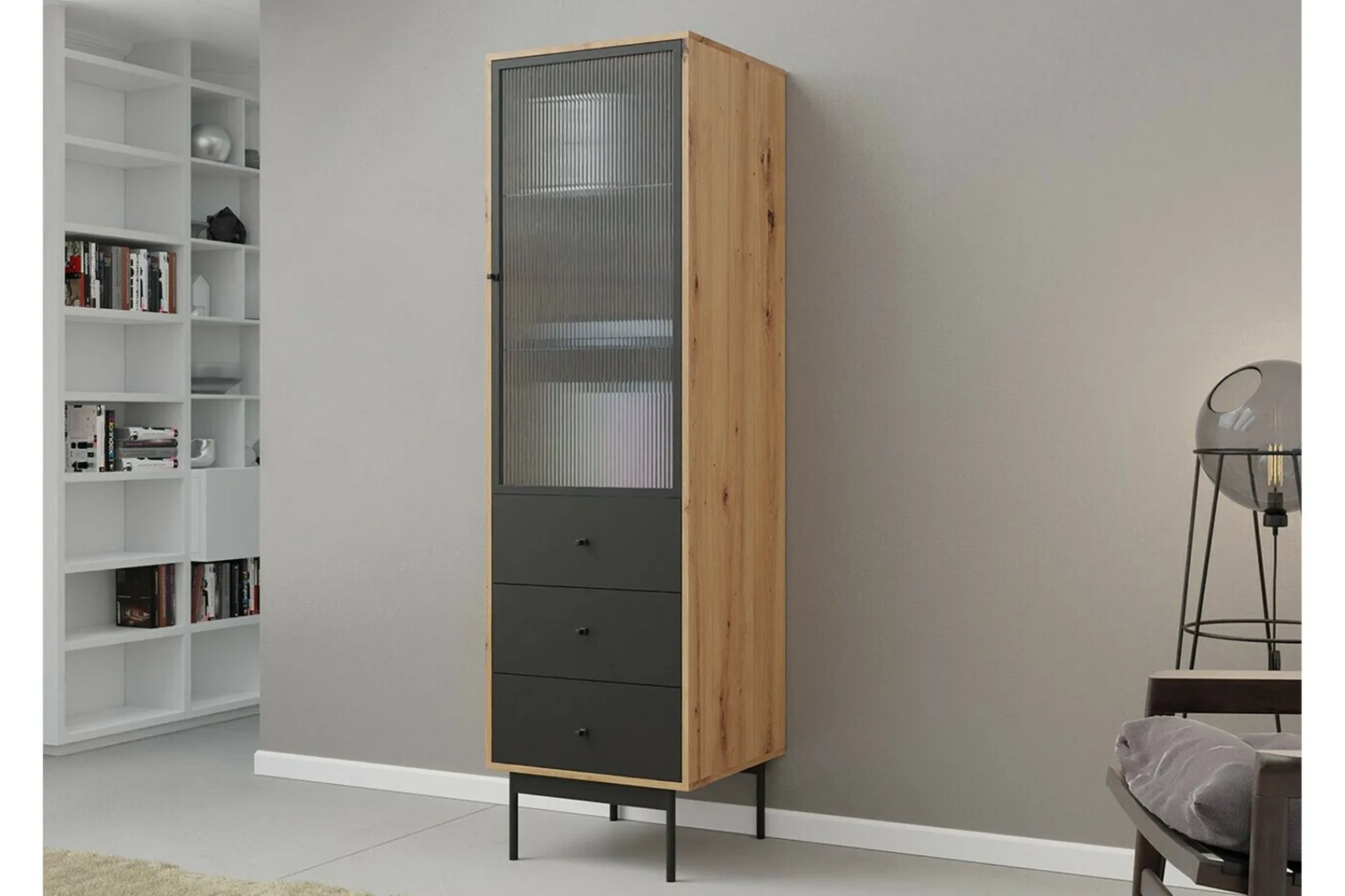 Vitrineskap|Skap-Kintore Vitrineskap 180 cm Svart