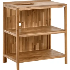 Utekjøkken-Kjøkkenøy med vask for utendørsbruk Venosa akasietre Brun/sølv