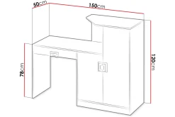 Kontorbord-Klacksberg Skrivebord 150 cm med Oppbevaringsskuff + Skap Eik