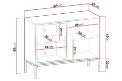 Scandinavian Choice Klinkerville Lavt vitrineskap med belysning 39 cm dyp 104 cm