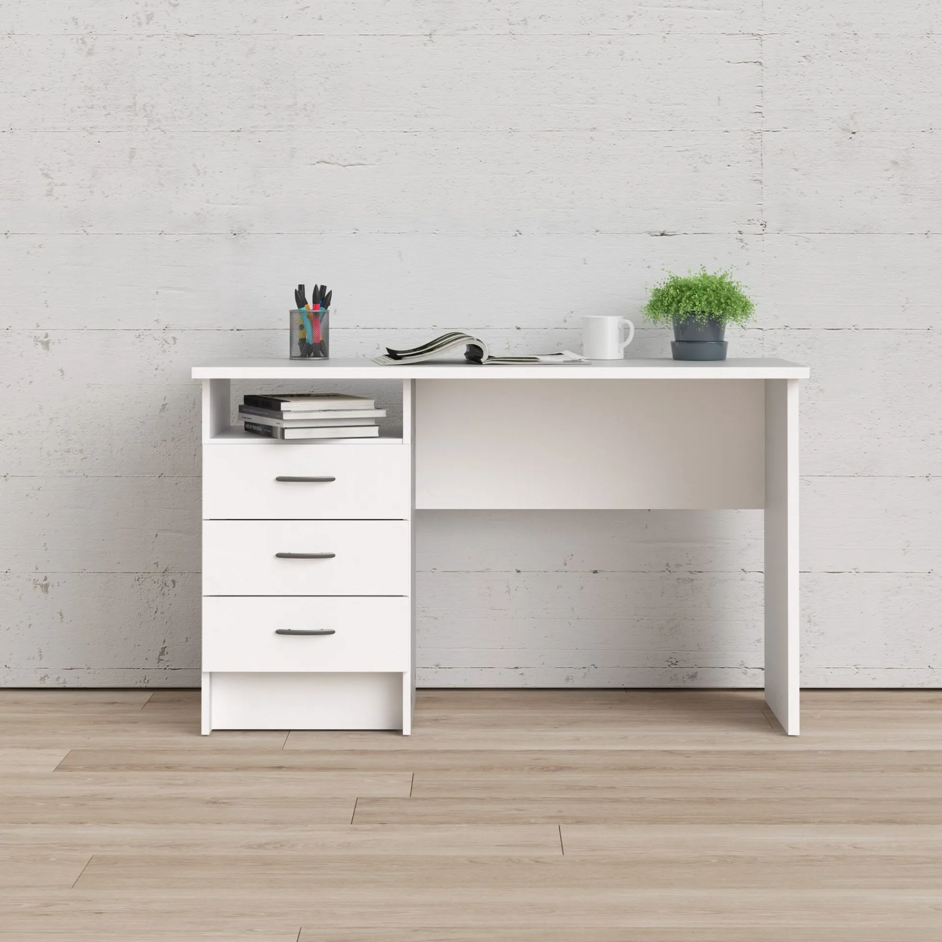 Tvilum Kontorbord-Klintberg Skrivebord med 3 skuffer 120x48x73 cm Hvit