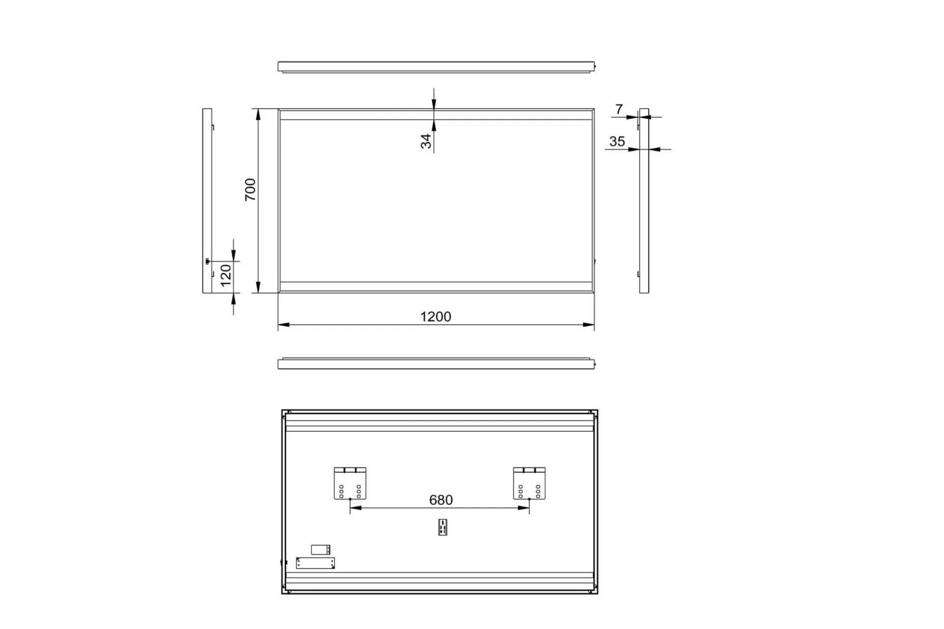 Knutby Baderomsspeil 70 cm LED-Lys