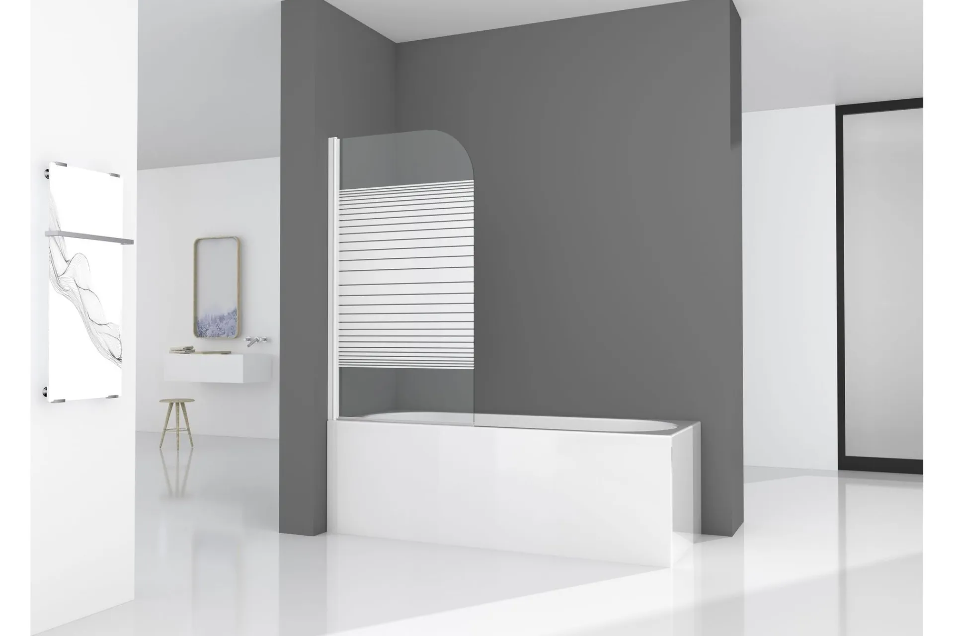 Baderom-Knutby Dusjvegg 75x140 cm Hvit