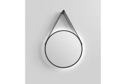 Baderom|Baderomslampe Vegg-Knutby Speil 50 cm Rund LED-Lys Svart