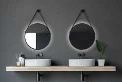 Baderom|Baderomslampe Vegg-Knutby Speil 50 cm Rund LED-Lys Svart