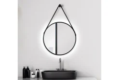 Baderom|Baderomslampe Vegg-Knutby Speil 50 cm Rund LED-Lys Svart