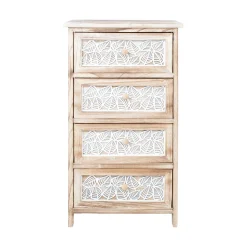 Kommode|Entrekommode-Kommode HOME4YOU Kaseke med 4 oppbevaringsenheter 40x29x73 cm Natur naturlig