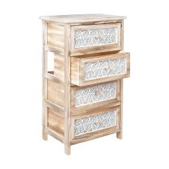 Kommode|Entrekommode-Kommode HOME4YOU Kaseke med 4 oppbevaringsenheter 40x29x73 cm Natur naturlig
