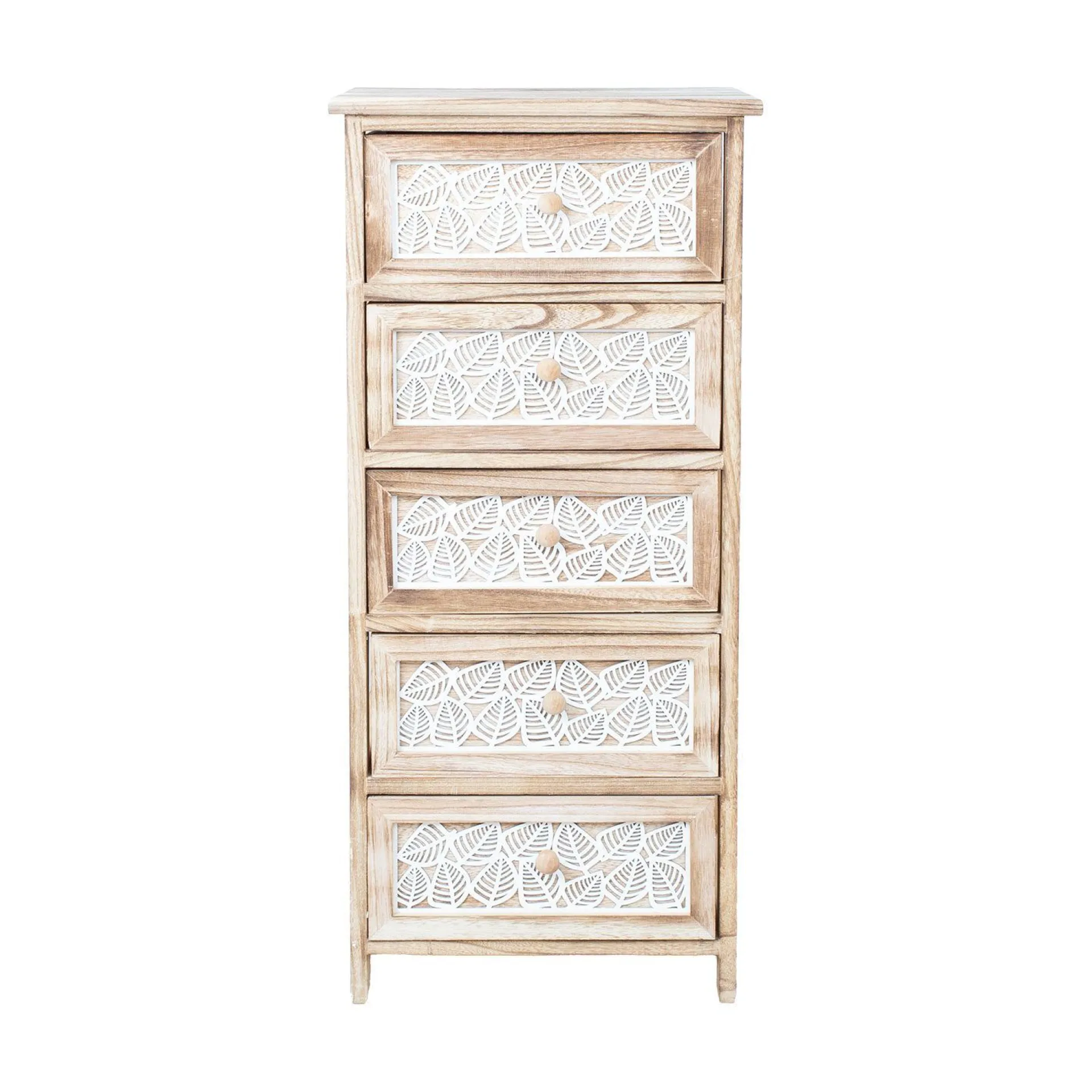 Kommode HOME4YOU Kaseke med 5 oppbevaringsrom 40x29x90 cm natur