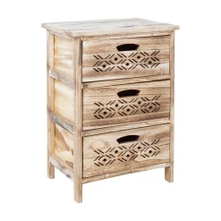 Kommode|Entrekommode-Kommode HOME4YOU Mihkli med 3 oppbevaringsenheter 40x29x58 cm Natur