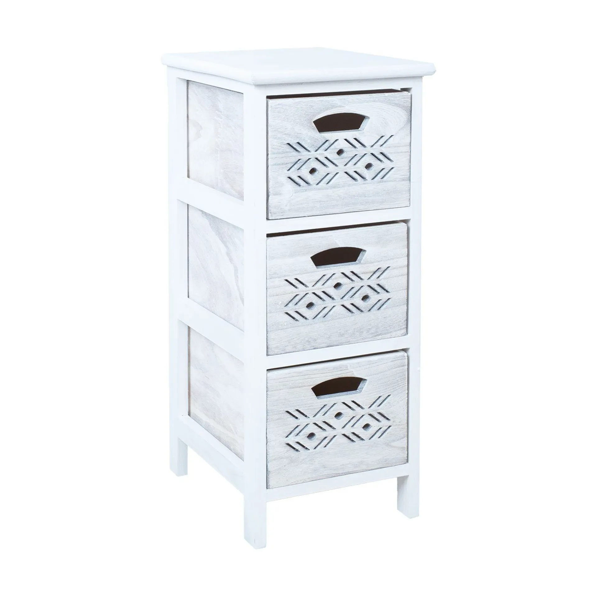 Kommode HOME4YOU Mihkli med 3 oppbevaringsenheter 26x32x63 cm