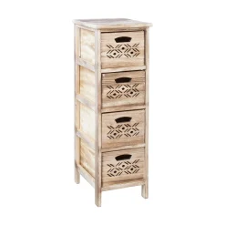 Kommode HOME4YOU Mihkli med 4 oppbevaringsenheter 26x32x81 cm natur