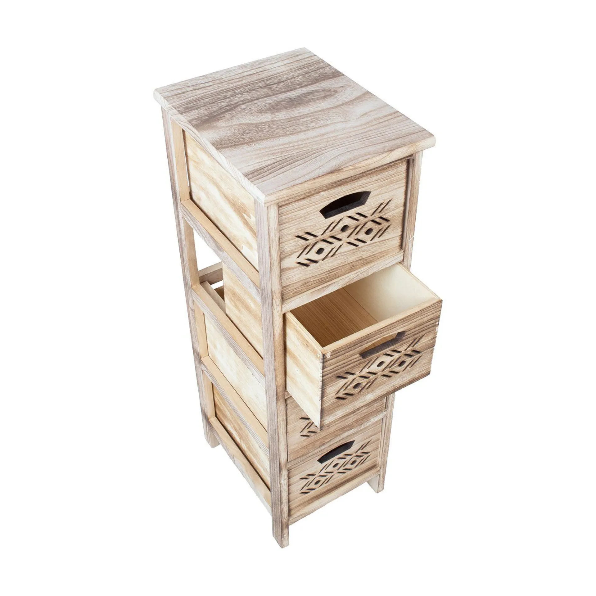 Kommode HOME4YOU Mihkli med 4 oppbevaringsenheter 26x32x81 cm natur