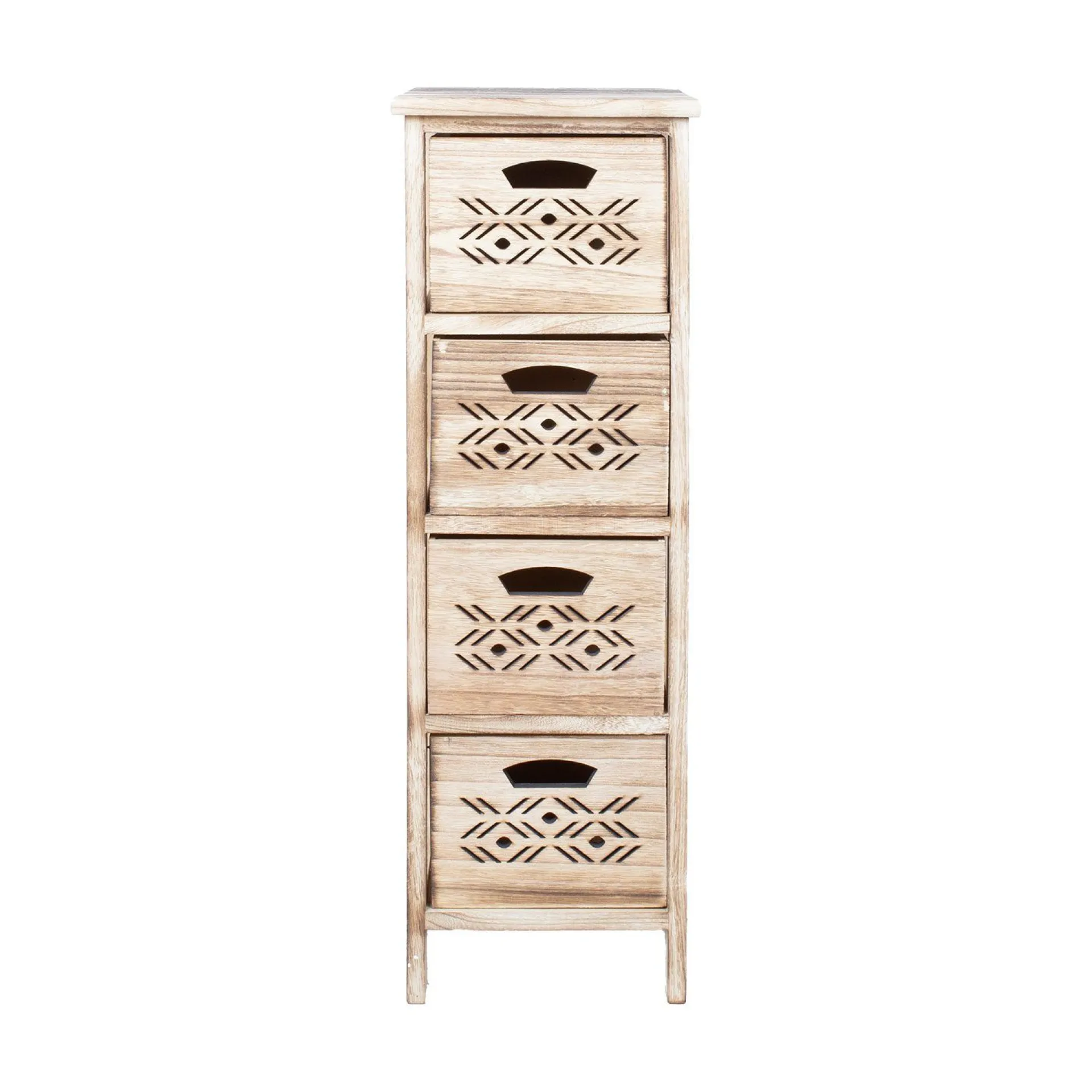 Kommode HOME4YOU Mihkli med 4 oppbevaringsenheter 26x32x81 cm natur