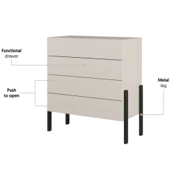 Kommode|Entrekommode-Kommode Jukon S med 4 skuffer Hvit