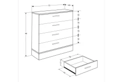 Kommode|Entrekommode-Kommode Matul Eik / Hvit Mellomfarget tre,Hvit