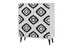 Kommode-Kommode med 4 Dører 95x111 cm Hvit/Svart