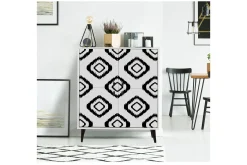 Kommode-Kommode med 4 Dører 95x111 cm Hvit/Svart