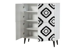 Kommode-Kommode med 4 Dører 95x111 cm Hvit/Svart