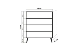 Kommode-Kommode med 4 Dører 95x111 cm Hvit/Svart