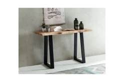 Wohnling Gangbord|Avlastningsbord-Konsollbord Gaya heltre landlig stil med trekantet kant Svart,Natur
