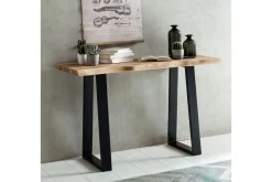 Wohnling Gangbord|Avlastningsbord-Konsollbord Gaya heltre landlig stil med trekantet kant Svart,Natur