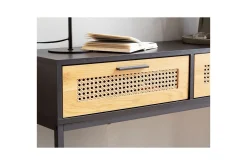 Wohnling Gangbord|Avlastningsbord-Konsollbord Solid tre 100 cm 2 skuffer industriell stil Wienerflett Svart,Brun